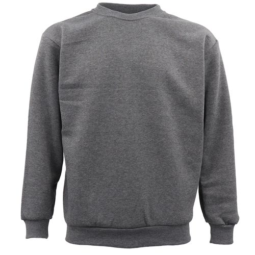 New Adult Unisex Plain Pullover Fleece Jumper Mens Long Sleeve Crew Neck Sweater, Grey, 5XL