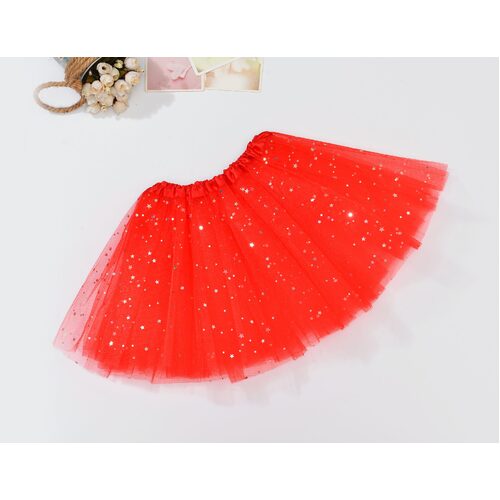 Sequin Tulle Tutu Skirt Ballet Kids Princess Dressup Party Baby Girls Dance Wear, Red, Adults