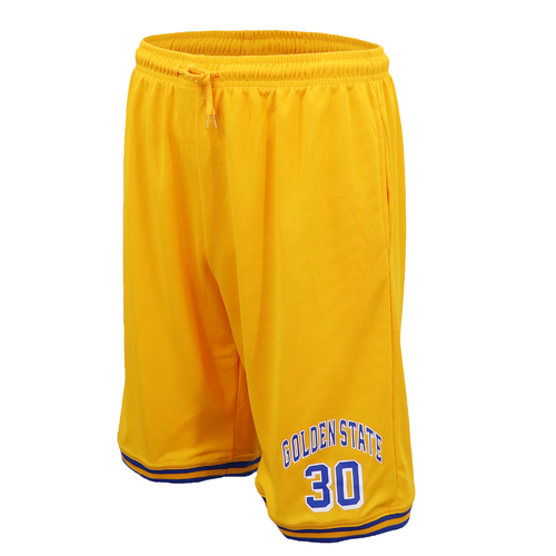 Men's Basketball Sports Shorts Gym Jogging Swim Board Boxing Sweat Casual Pants, Yellow - Golden State 30, L