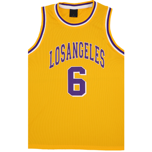 Kid's Basketball Jersey Tank Boys Sports T Shirt Tee Singlet Tops Los Angeles, Yellow - Los Angeles 6, 4