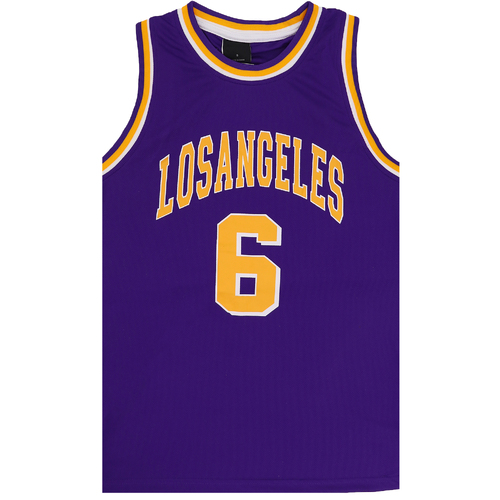 Kid's Basketball Jersey Tank Boys Sports T Shirt Tee Singlet Tops Los Angeles, Purple - Los Angeles 6, 4