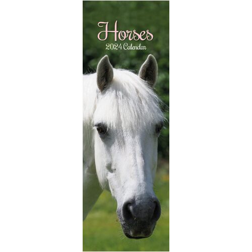 Horses - 2024 Slimline Slim Wall Calendar Hanging Planner New Year Gift