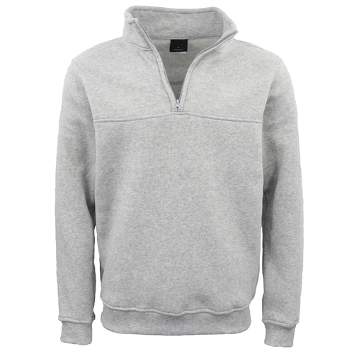 New Men's Unisex Adult Half-Zip Fleece Jumper Pullover Stand Collar Jacket Shirt, Light Grey, L