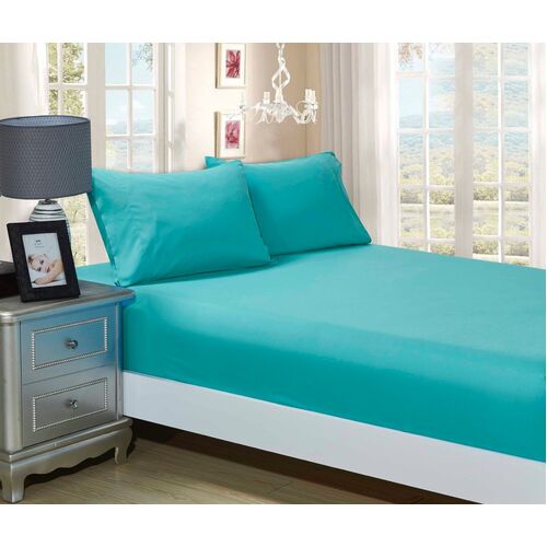 1000TC Ultra Soft Fitted Sheet & Pillowcase Set - Single Size Bed - Teal