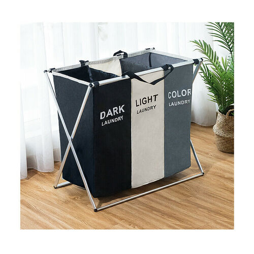 Foldable Divisional Storage Laundry Basket 2 Grid