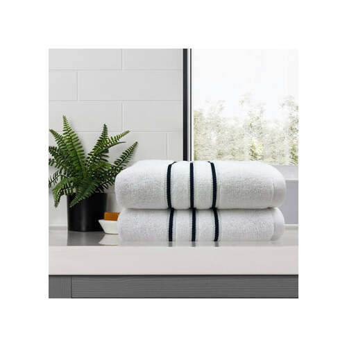 amor classic dobby stripe super soft premium cotton bath towel 2 pcs white