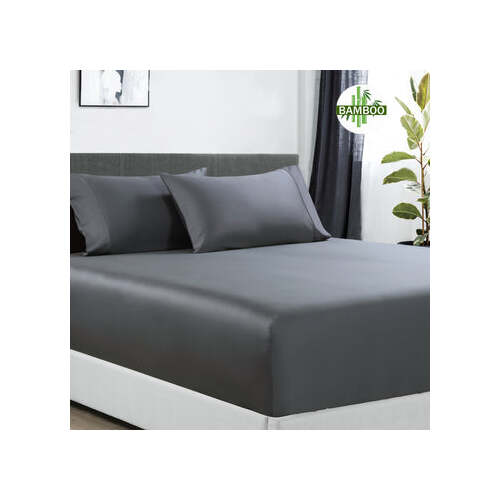 400 thread count bamboo cotton 1 fitted sheet with 2 pillowcases king charcoal