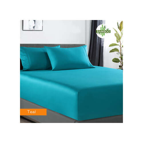 400 thread count bamboo cotton 1 fitted sheet with 2 pillowcases mega queen teal