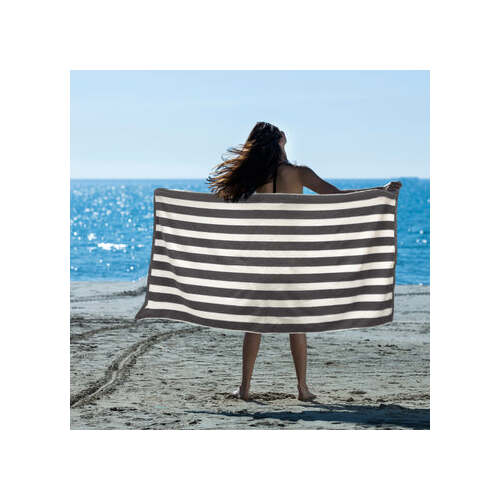 striped cotton terry beach towel charcoal stripes 1pc