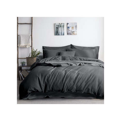 luxurious linen cotton quilt cover set queen charcoal