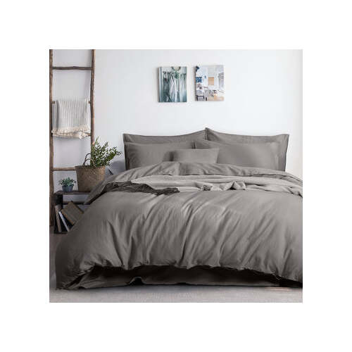 luxurious linen cotton quilt cover set queen grey