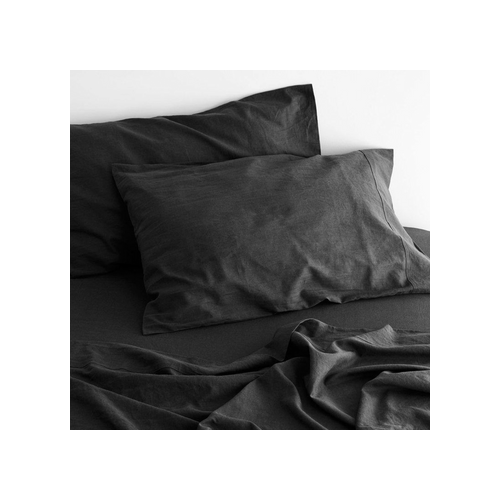 luxurious linen cotton sheet set 1 double charcoal