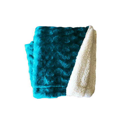 plush fleece sherpa backed reversible throw teal