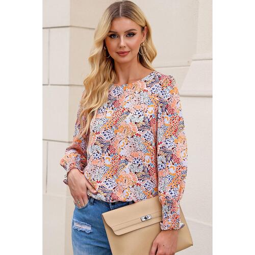 Azura Exchange Floral Puff Sleeve Blouse - S