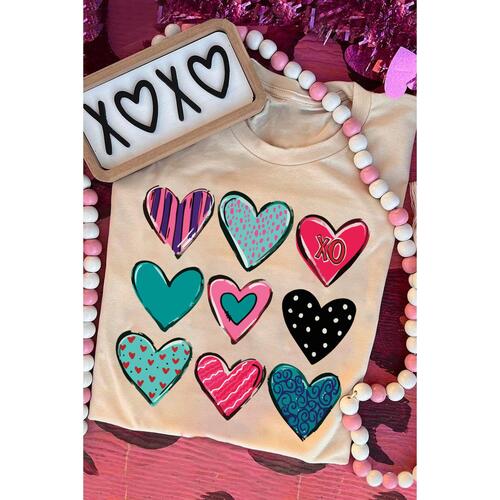 Azura Exchange Valentines Multi Pattern Heart Print T-Shirt - S