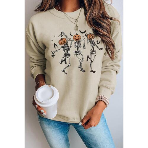 Azura Exchange Pumpkin Skull Graphic Crew Neck Sweatshirt - XL