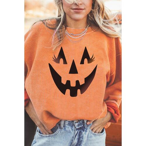 Azura Exchange Pumpkin Smile Face Graphic Sweatshirt - L