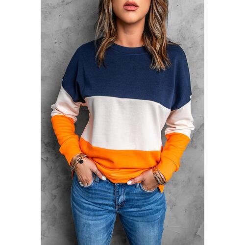 Azura Exchange Colorblock Sweatshirt with Contrast Stitching and Slits - M