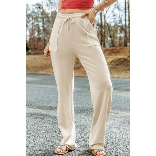 Azura Exchange Knit Pants with Drawstring Waist and Pockets - S