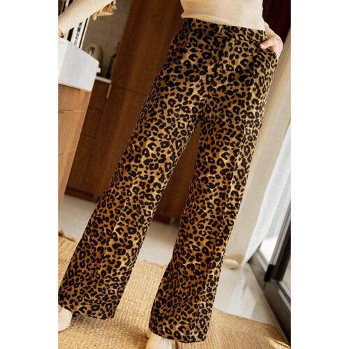 Azura Exchange Leopard Print Wide Leg Pants - XL