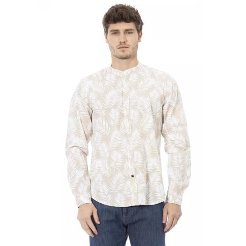 Regular Fit Shirt with Mandarin Collar and Button Closures M Men