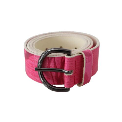 100% Authentic GALLIANO Pink Leather Fashion Belt with Black-tone Hardware 90 cm Women