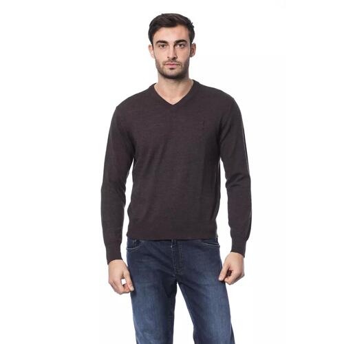 Embroidered Merino Wool Crew Neck Sweater L Men