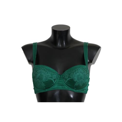 Green Floral Lace Silk Stretch Balconcino Bra by Dolce & Gabbana 1 IT Women