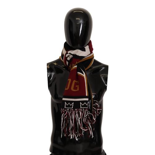 Dolce & Gabbana Multicolor Wool Scarf with DG King Lettering and Crown One Size Men