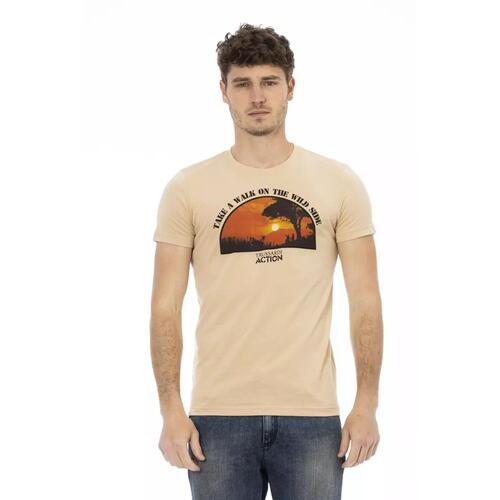 Short Sleeve T-shirt with Round Neck and Front Print L Men