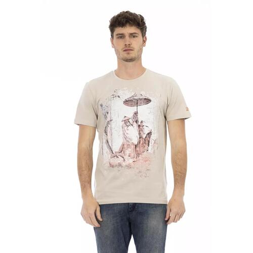 Front Print Short Sleeve T-shirt with Round Neck L Men