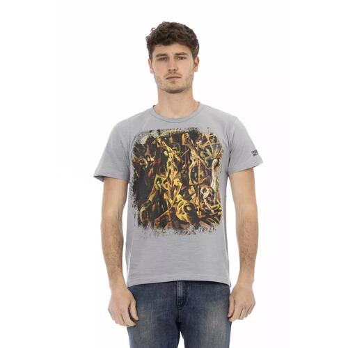 Short Sleeve T-shirt with Round Neck and Front Print 2XL Men