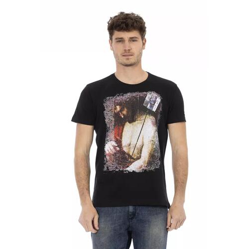 Short Sleeve T-shirt with Round Neck and Front Print 3XL Men