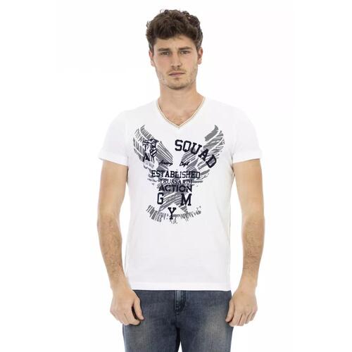 Short Sleeve T-shirt with V-neck and Front Print XL Men