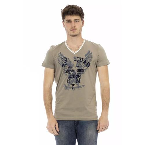 Short Sleeve T-shirt with V-neck and Front Print 2XL Men