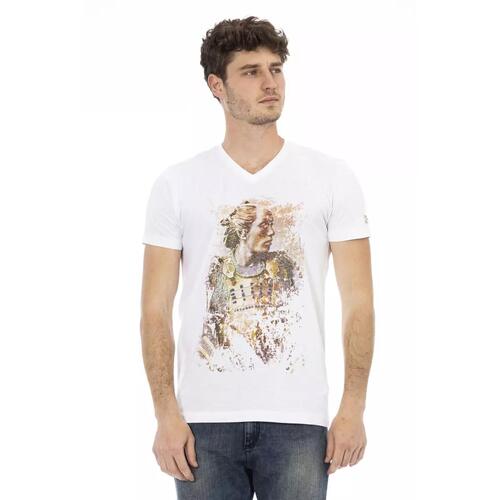 Short Sleeve V-Neck T-shirt with Front Print M Men