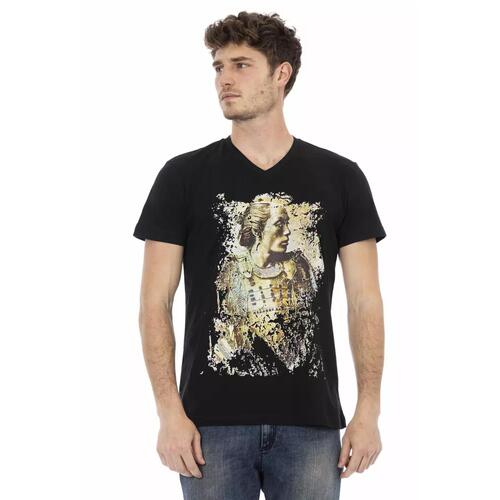 Short Sleeve V-Neck T-shirt with Front Print 3XL Men