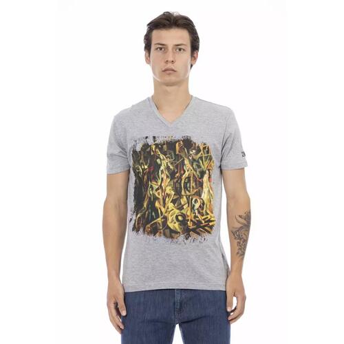 Short Sleeve V-Neck T-shirt with Front Print L Men