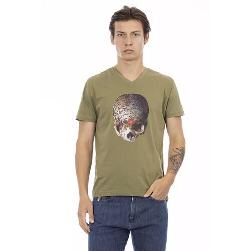 Short Sleeve T-shirt with V-neck and Front Print XL Men