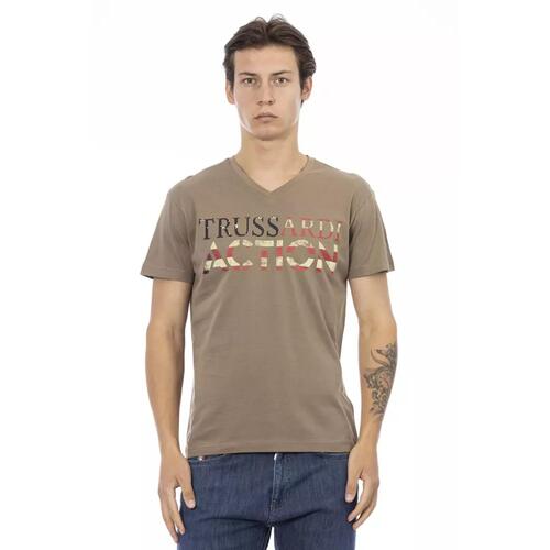 Short Sleeve T-shirt with V-neck and Front Print M Men