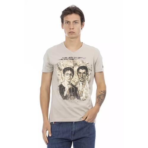 Front Print Short Sleeve V-Neck T-Shirt M Men