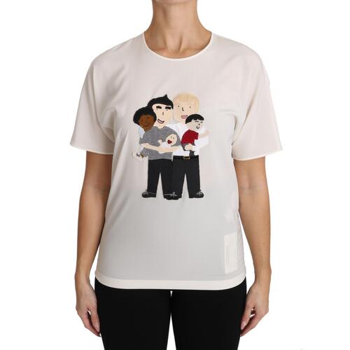 DOLCE & GABBANA Figure Family Silk T-Shirt 40 IT Women