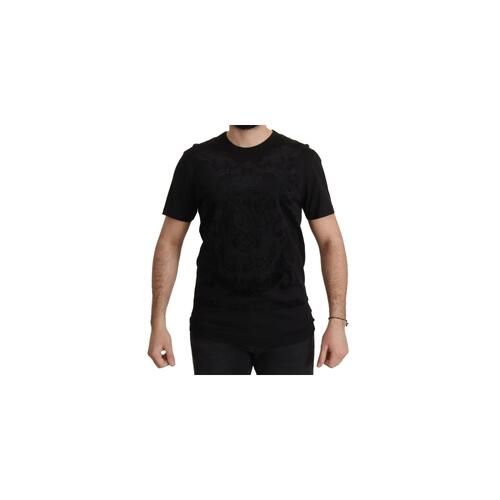 Authentic Dolce & Gabbana Black Baroque Motive T-shirt 52 IT Men