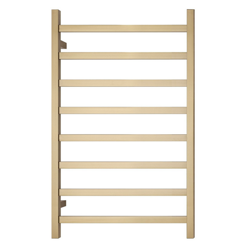 Premium Brushed Gold Heated Towel Rack - 8 Bars, Square Design, AU Standard, 1000x620mm Wide