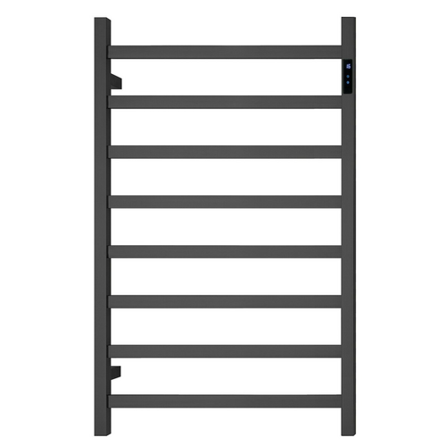 Premium Matte Black Heated Towel Rack with LED- 8 Bars, Square Design, AU Standard, 1000x620mm Wide