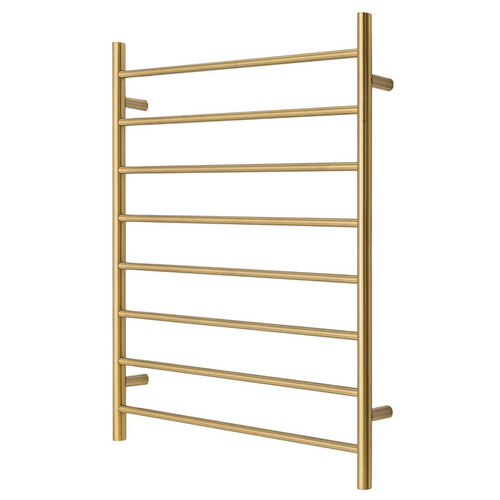 Premium Brushed Gold Heated Towel Rack - 8 Bars, Round Design, AU Standard, 1000x850mm Wide