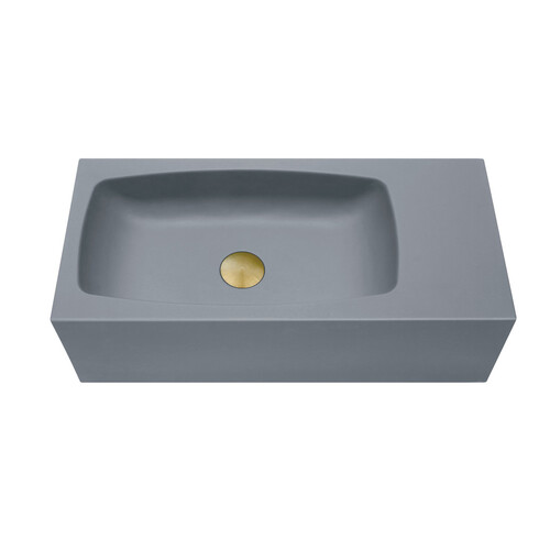 New Concrete Cement Wash Basin Counter Top Matte Dark Grey Wall Hung Curved Basin