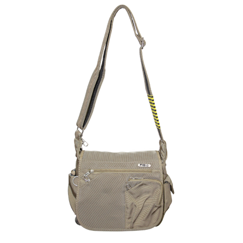 FIB Mens Flapover Shoulder Bag Cross Body Travel Satchel Shoulder Strap - Sand