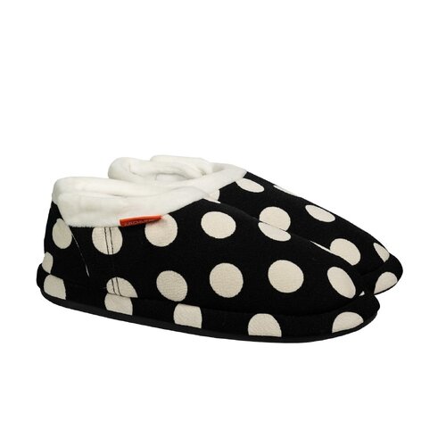 ARCHLINE Orthotic Slippers CLOSED Arch Scuffs Pain Moccasins Relief - Black/White Polka Dots - EUR 35 (Womens 4 US)