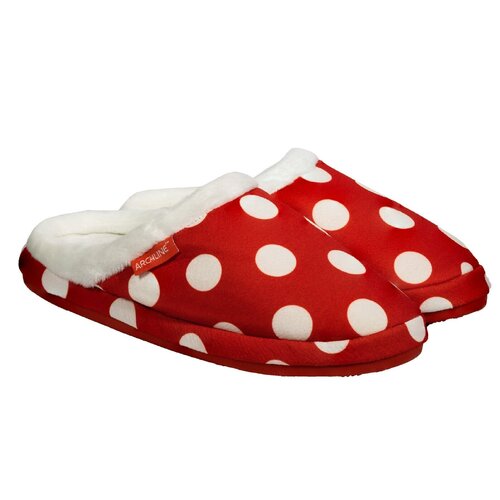 ARCHLINE Orthotic Slippers Slip On Scuffs Pain Relief Moccasins - Red Polka Dot - EUR 35 (Womens US 4)